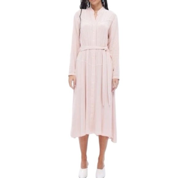 XIRENA Persephone Crepe Button Front Midi Dress - Rosefinch Pink - Small - NWT - Picture 3 of 9